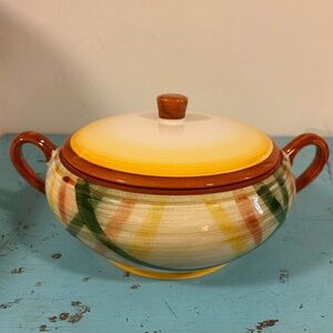 Vintage '40s/'50s Vernon Kilns Vernonware Homespun Covered Casserole Dish w/ Lid